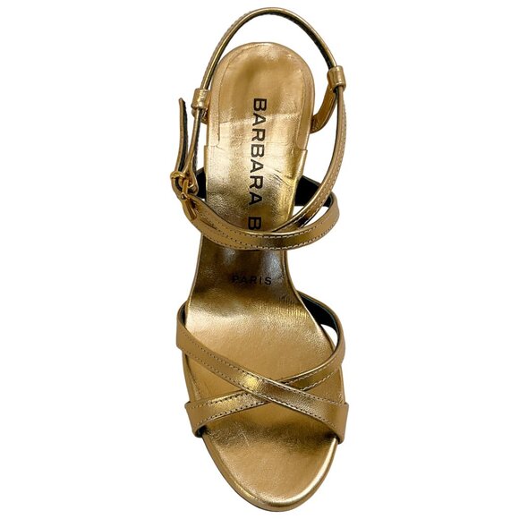 Barbara Bui Gold Strappy Criss Cross Sandals - Picture 3 of 9